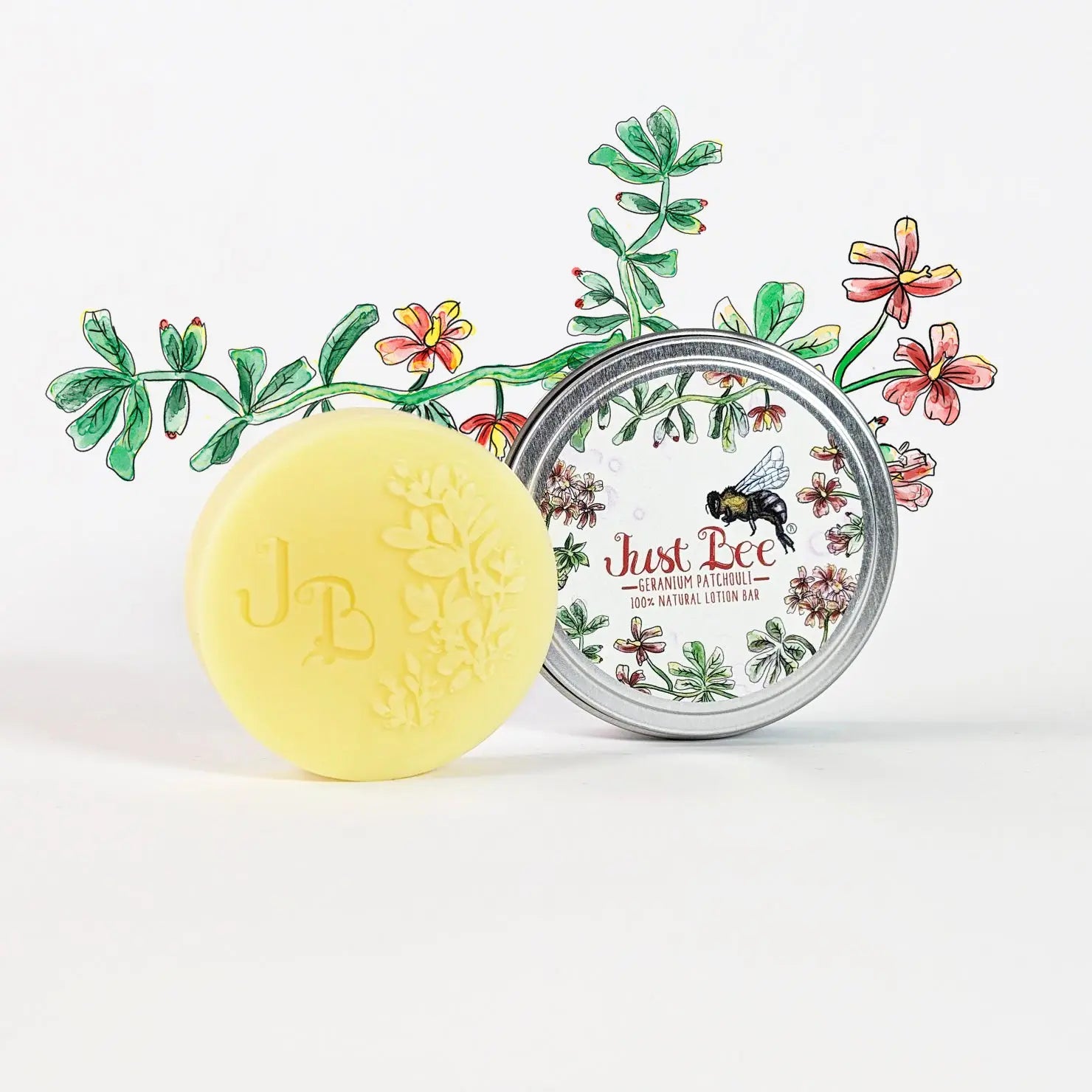 Patchouli Geranium - 100% Natural Lotion Bar - Just Bee Cosmetics