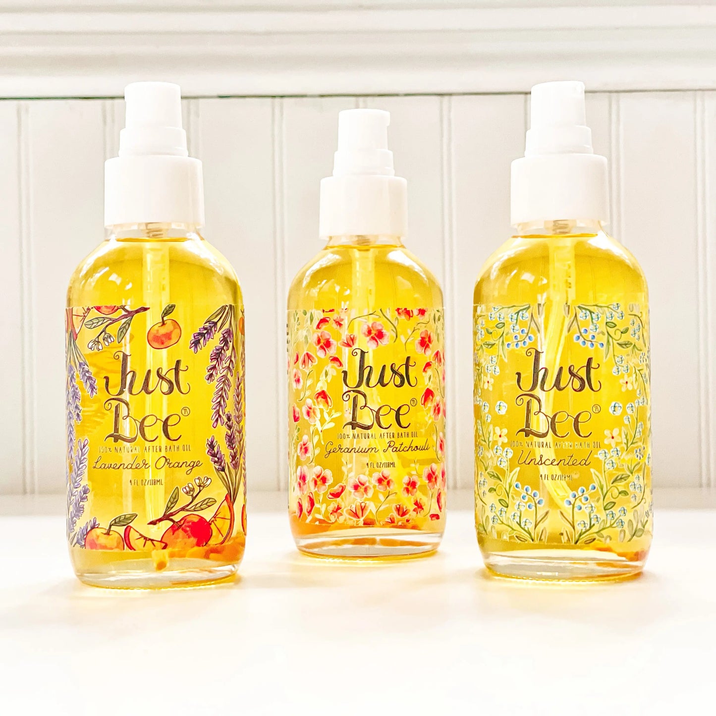 Unscented - 100% Natural After Bath Oil Just Bee Cosmetics