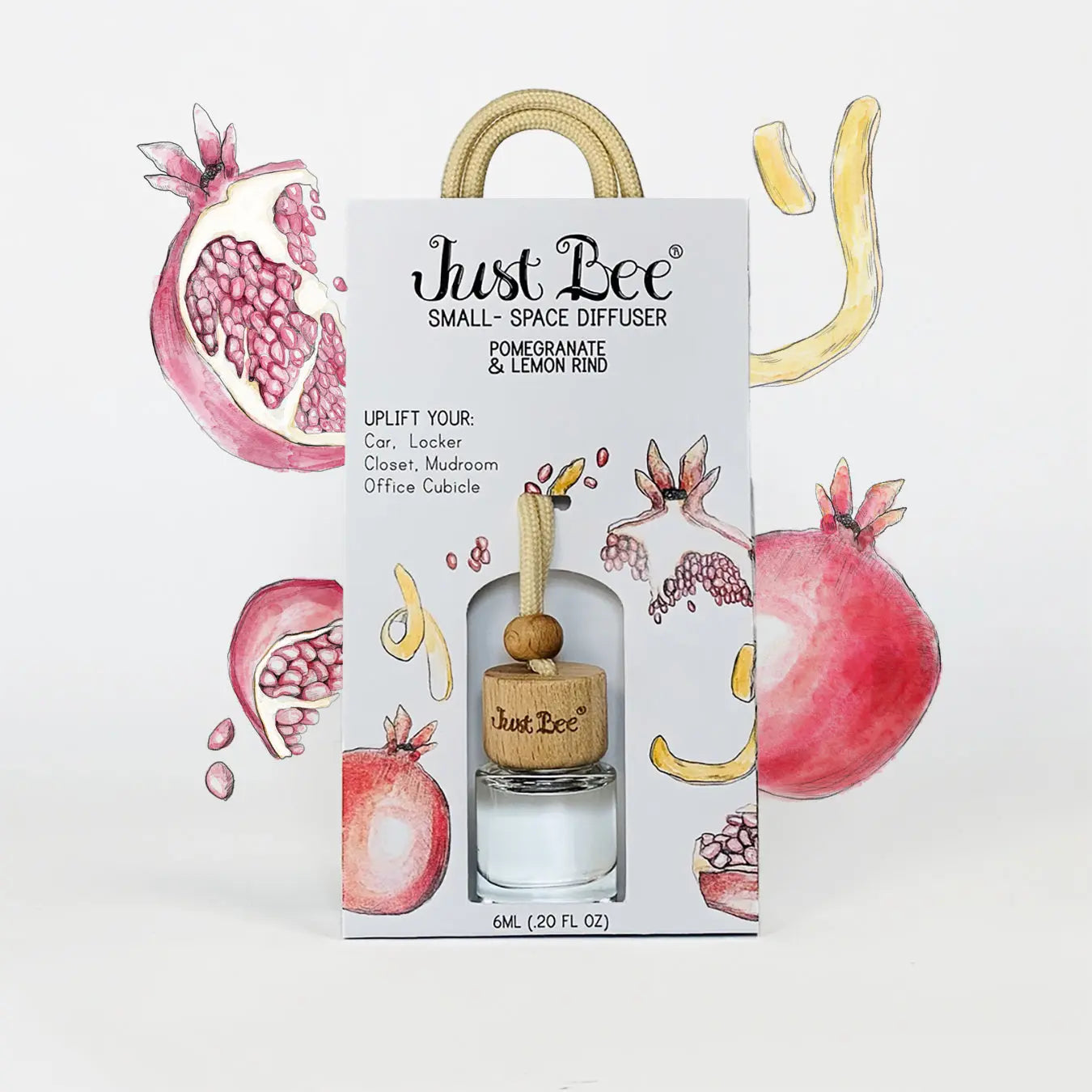 Small-Space Hanging Diffuser - Pomegranate & Lemon Rind Just Bee Cosmetics