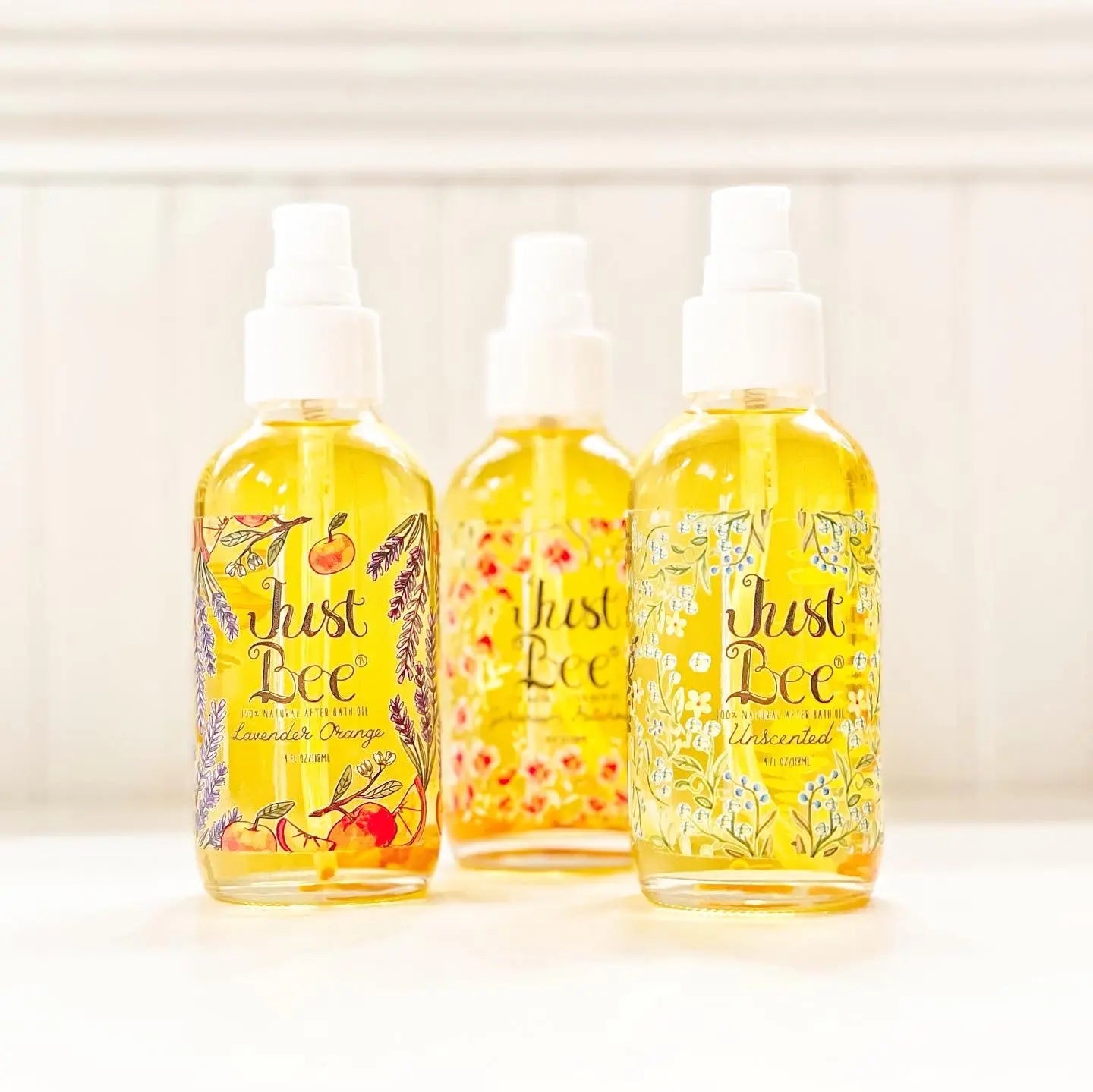 Unscented - 100% Natural After Bath Oil Just Bee Cosmetics